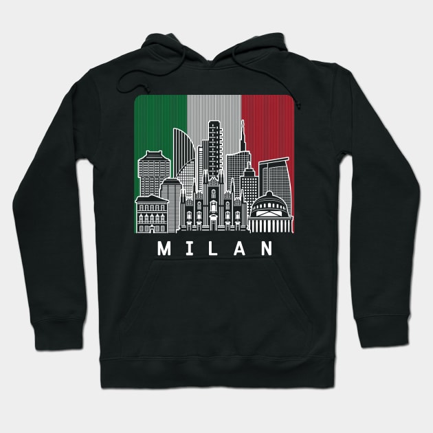 Milan Italy Skyline Flag Hoodie by travel2xplanet